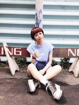 「厚底スニーカー」｜イヒラさん（レディース・155cm）の夏コーディネート