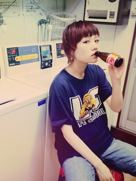 「アイテム（その他、イエロー系）」を使った、イヒラさん（レディース・155cm）の夏コーディネート