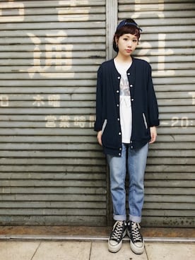 「アイテム（スタジャン）」を使った、イヒラさん（レディース・155cm）の夏コーディネート