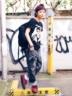 「アイテム（バックパック/リュック）」を使った、イヒラさん（レディース・155cm）の夏コーディネート