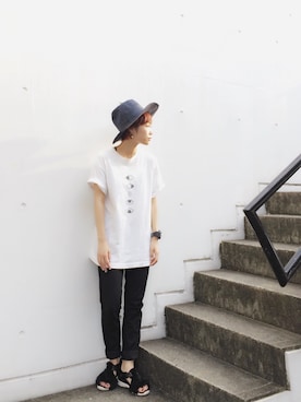 「ボーイフレンドデニム」｜イヒラさん（レディース・155cm）の夏コーディネート