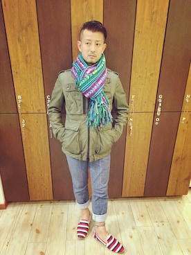 「khaki」｜「アイテム（その他アウター）」を使った、Ryuさん（メンズ・167cm）の秋コーディネート