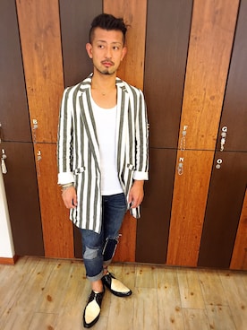 「ストライプジャケット」｜Ryuさん（メンズ・167cm）の秋コーディネート