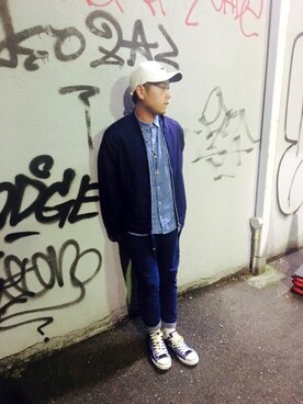 「BRONX（ブロンクス）のアイテム（キャップ）」を使った、YU-TOさん（メンズ・167cm）の春コーディネート
