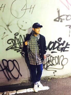 「BRONX（ブロンクス）のアイテム（キャップ）」を使った、YU-TOさん（メンズ・167cm）の春コーディネート