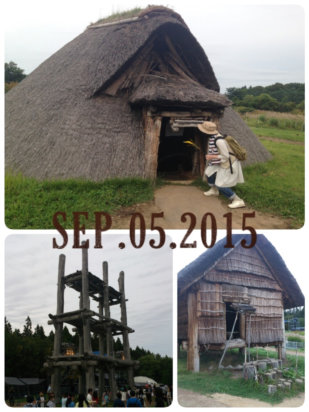 その他のワンピース、ブルー系のデニムパンツ、イエロー系のバックパック/リュックを着用したレディースの秋コーディネートの1枚目の写真