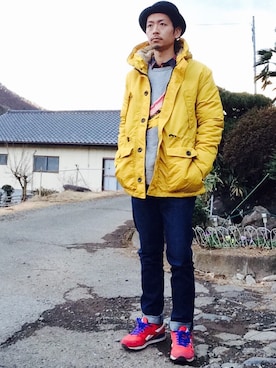 「BACK NUMBER（バックナンバー）のアイテム（マウンテンパーカー）」を使った、じぇいさん（メンズ・173cm）の冬コーディネート