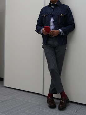 「RAINMAKER（レインメーカー）のアイテム（デニムジャケット）」を使った、Cobainさん（メンズ・171cm）の秋コーディネート