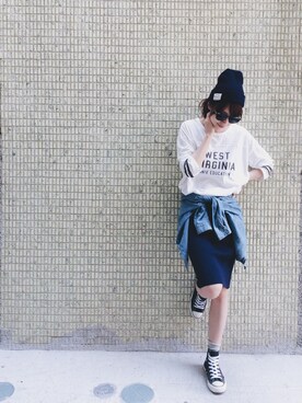 「school」｜「アイテム（ニットキャップ/ビーニー）」を使った、W.さん（レディース・164cm）の春コーディネート