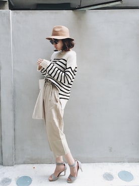 「earthtone」｜「アイテム（帽子）」を使った、W.さん（レディース・164cm）の秋コーディネート