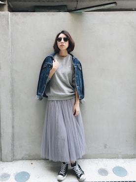 「skirt」｜「アイテム（デニムジャケット）」を使った、W.さん（レディース・164cm）の秋コーディネート