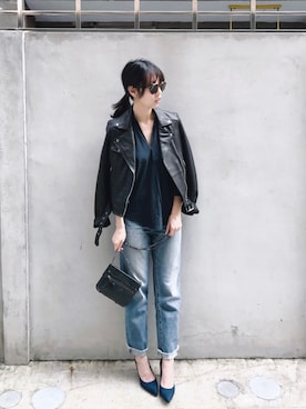 「PROENZA SCHOULER」｜「アイテム（ライダースジャケット）」を使った、W.さん（レディース・164cm）の秋コーディネート