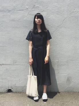 「アイテム（ワンピース/ドレス）」を使った、小谷実由さん（レディース・167cm）の夏コーディネート