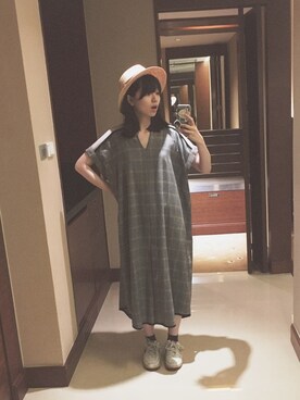 「mame」｜「アイテム（帽子）」を使った、小谷実由さん（レディース・167cm）の夏コーディネート