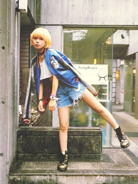 「東洋エンタープライズ（トーヨーエンタープライズ）のアイテム（スタジャン）」を使った、まめ子さん（レディース・148cm）の秋コーディネート