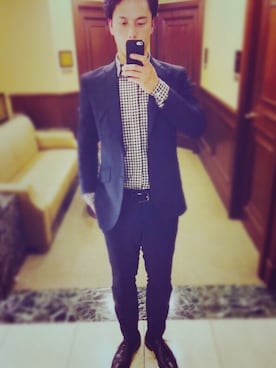 「ビジネススタイル」｜「アイテム（ピーコート）」を使った、heyさん（メンズ・175cm）の春コーディネート