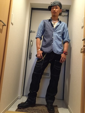 「アイテム（バングル/リストバンド）」を使った、Hirosukeさん（メンズ・172cm・20代）の夏コーディネート