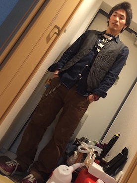 「FREEWHEELERS（フリーホイーラーズ）のアイテム（トップス）」を使った、Hirosukeさん（メンズ・173cm）の冬コーディネート