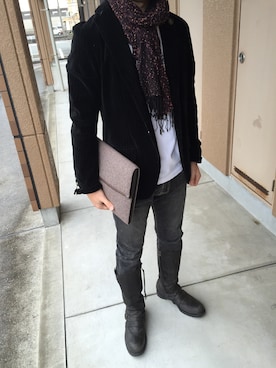 「アイテム（クラッチバッグ）」を使った、watallica.7さん（メンズ・171cm）の冬コーディネート