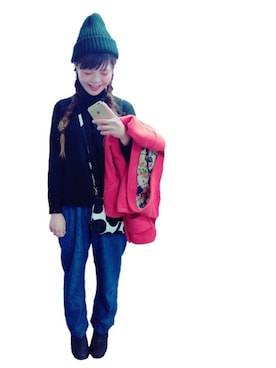 「アイテム（ダッフルコート、オレンジ系）」を使った、ありじさん（レディース・168cm）の冬コーディネート