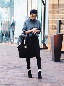 「chanel」｜「アイテム（ブーティ）」を使った、HINAKO MIYASHITAさん（レディース・159cm）の秋コーディネート