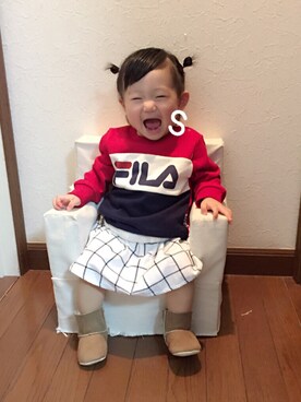 「FILA（フィラ）のアイテム（スウェット）」を使った、ssssriさん（キッズ・80cm）の秋コーディネート