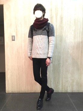 「くつした」｜「アイテム（ブーツ）」を使った、はったーさん（メンズ・177cm）の秋コーディネート