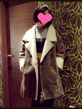 「アイテム（ムートンコート）」を使った、♡ Karin ♡さん（レディース・158cm・20代）の冬コーディネート