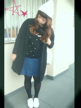 「B.L.U.E（ビーエルユーイー）のアイテム（スカート）」を使った、さお。さん（レディース・157cm）の冬コーディネート
