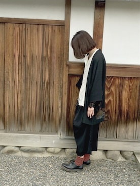 「袴パンツ」｜「アイテム（その他アウター）」を使った、にょろさん（レディース・161cm）の春コーディネート