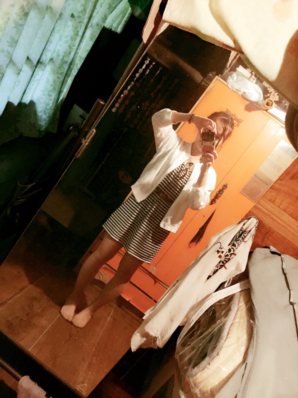 「no brandのアイテム（ワンピース、ホワイト系）」を使った、Mayuさん（レディース・150cm）の夏コーディネートの1枚目の写真