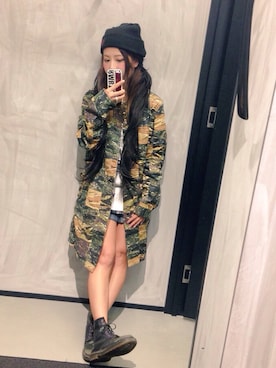 「ロングジャケット」｜「アイテム（ミリタリージャケット）」を使った、YUIさん（レディース・148cm）の秋コーディネート