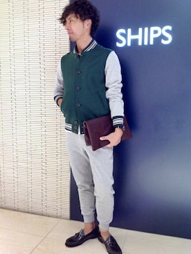 「アイテム（スタジャン）」を使った、後藤さん（メンズ・174cm）の夏コーディネート