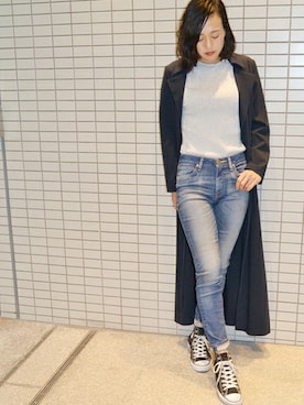 「BLACK BY MOUSSY（ブラックバイマウジー）のアイテム（その他アウター）」を使った、ERIさん（レディース・162cm）の春コーディネート