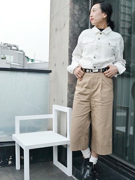 「BLACK BY MOUSSY（ブラックバイマウジー）のアイテム（その他アウター）」を使った、ERIさん（レディース・162cm）の春コーディネート