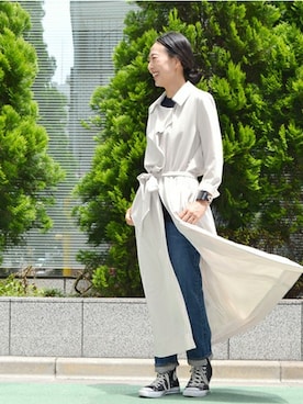 「BLACK BY MOUSSY（ブラックバイマウジー）のアイテム（その他アウター）」を使った、ERIさん（レディース・162cm）の夏コーディネート
