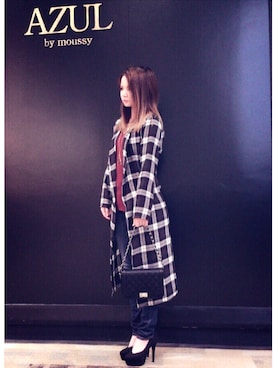 「AZUL by moussy（アズールバイマウジー）のアイテム（ニット/セーター）」を使った、紗貴さん（レディース・153cm）の秋コーディネート