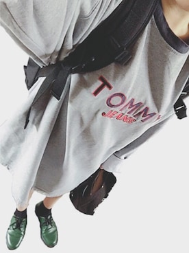 「スウェットワンピース」｜「アイテム（その他シューズ）」を使った、ももかさん（レディース・161cm）の春コーディネート