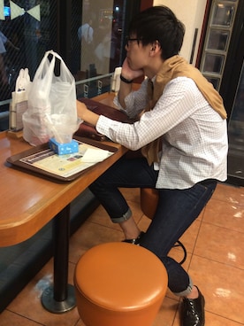 「長袖シャツ」｜わくさんさん（メンズ・185cm・20代）の秋コーディネート