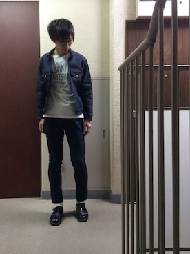 「黒縁メガネ」｜わくさんさん（メンズ・185cm）の秋コーディネート