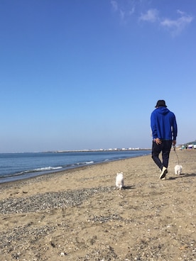 「Supreme （シュプリーム）のアイテム（パーカー、ブルー系）」を使った、takujinishimakiさん（メンズ）の秋コーディネート