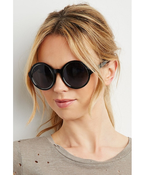forever 21「forever 21 tortoiseshell metallic-rimmed sunglasses