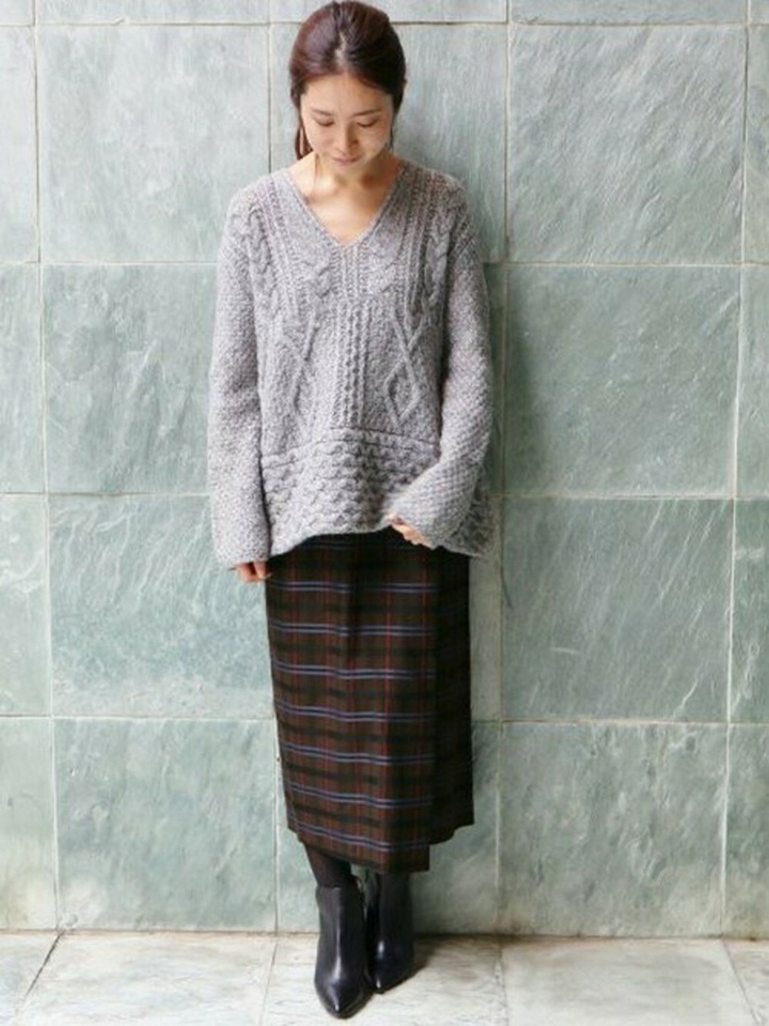 IENA×Naoko Tsuji デザインラップチェック柄スカート / 34