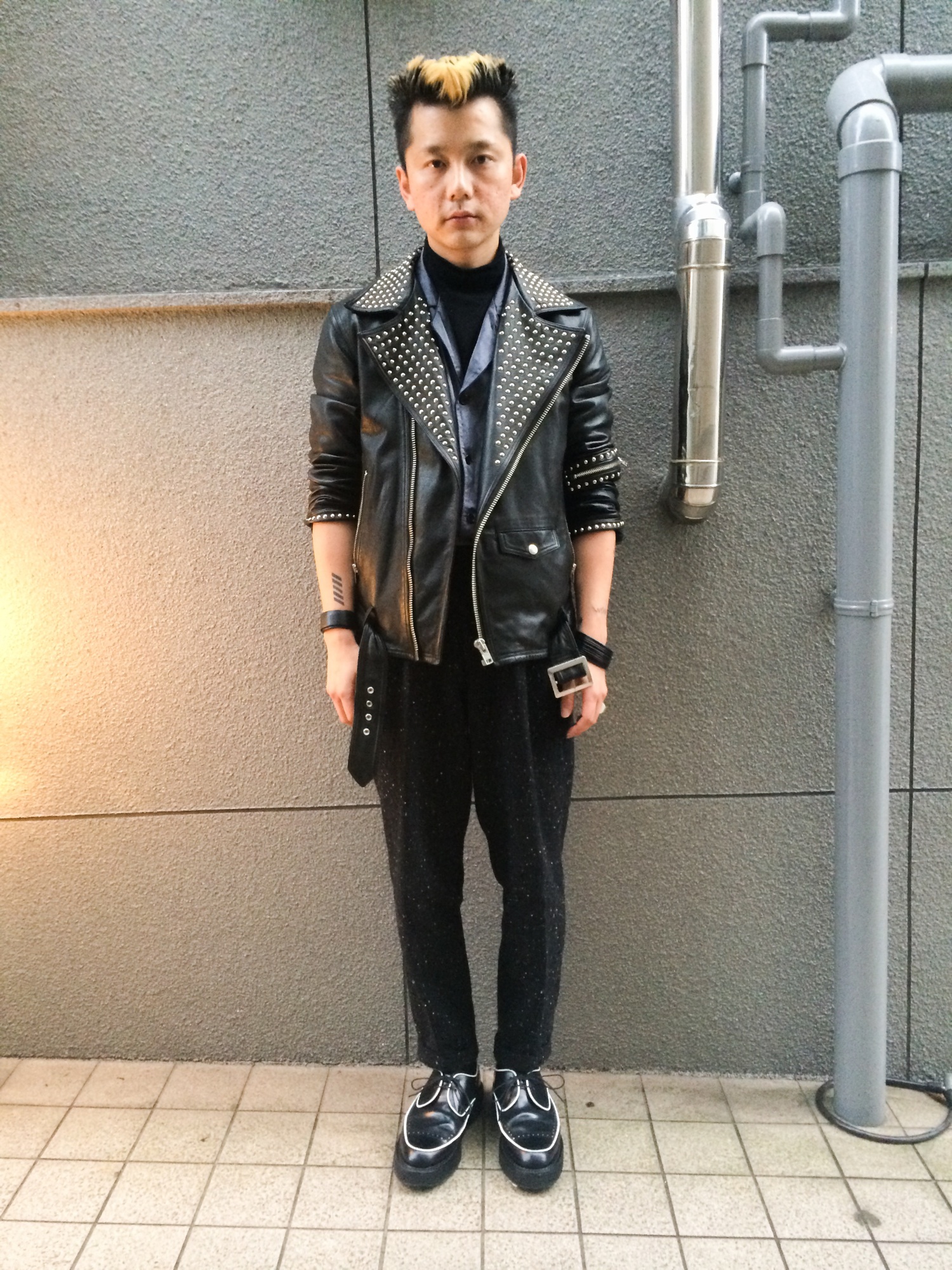 SUB-AGE.（サベージ）の「SUB-AGE. Leather Bikers JKT Studs/Paint