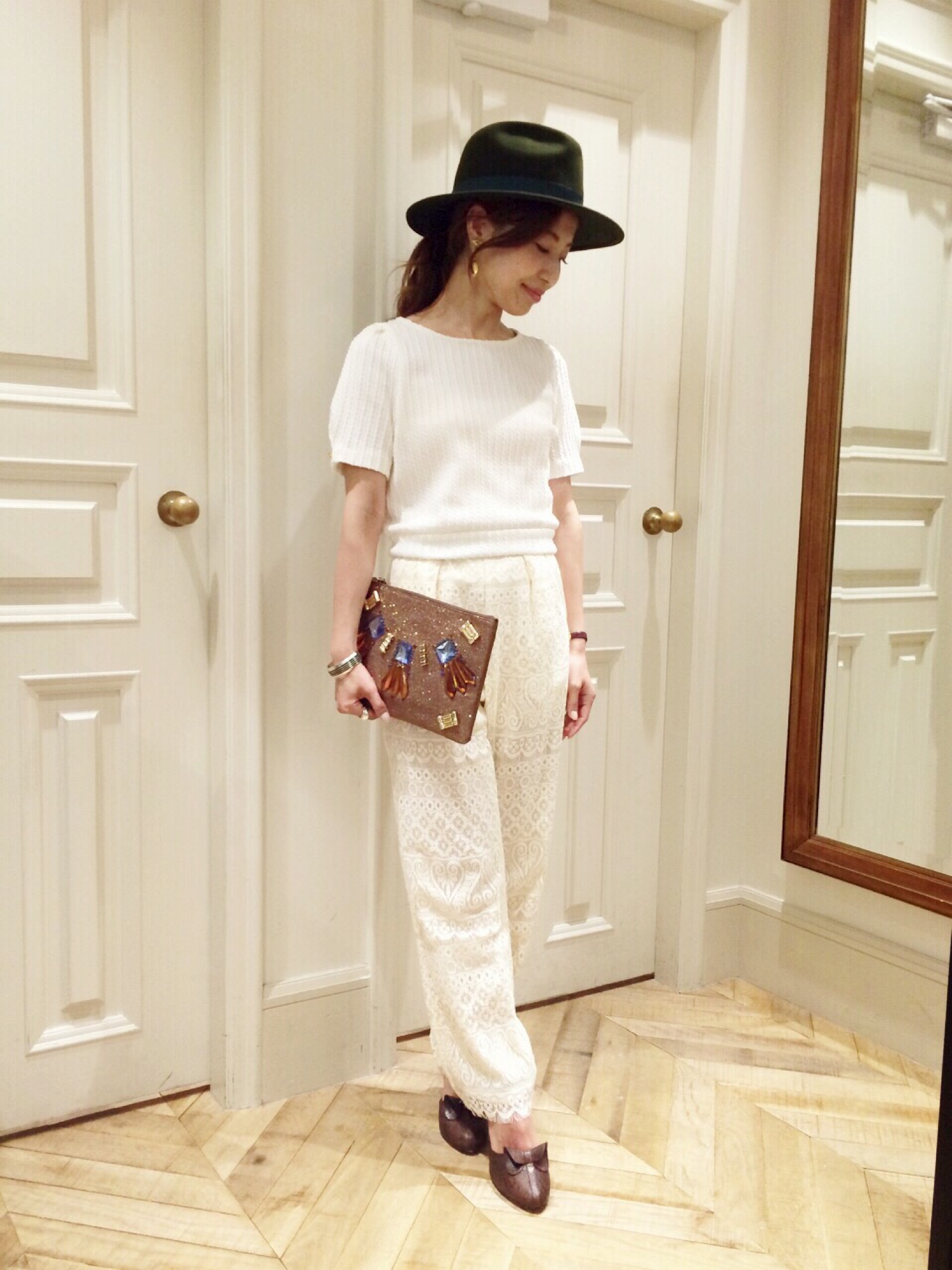 LILY BROWN（リリーブラウン）の「レースワイドパンツ（ワイド