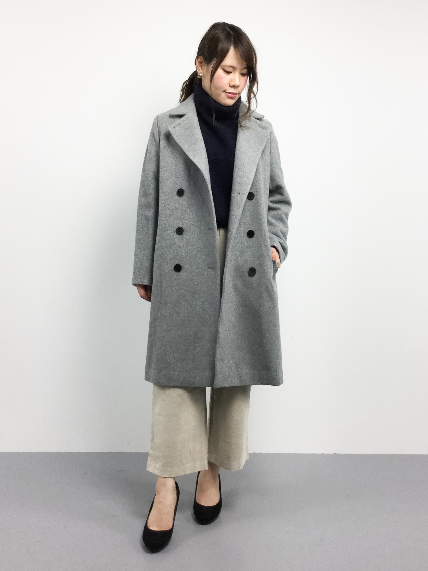 Adam et Ropé ダブルブレストチェスターコート L グレー ADAM ET ROPE'（アダムエロペ）の「ダブルブレストチェスターコート