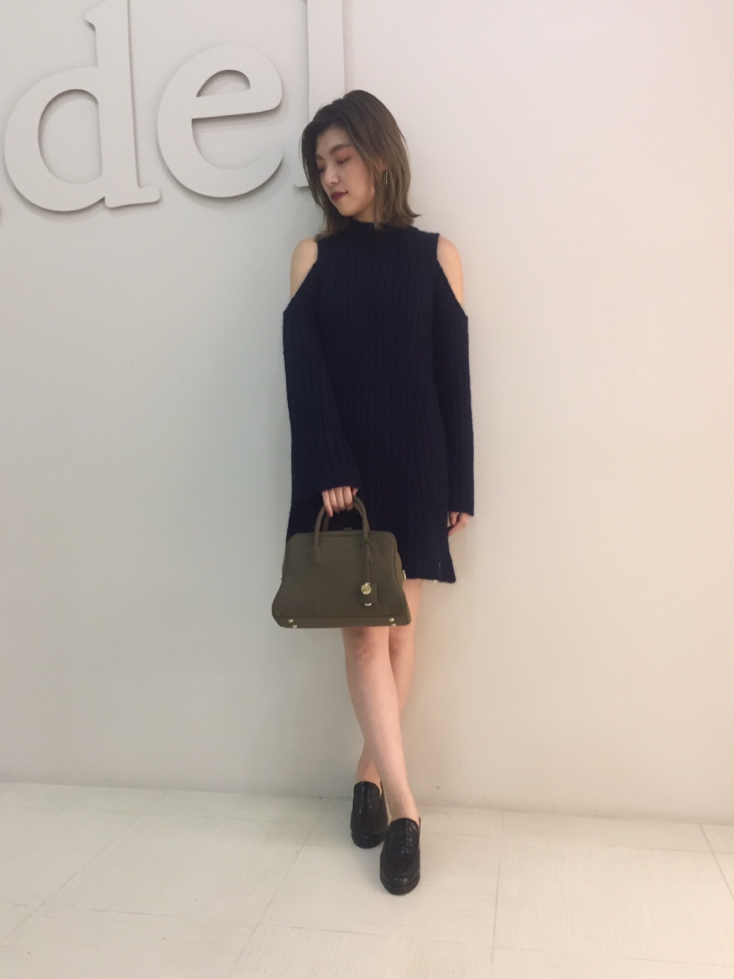 美品　snidel  ニット　ワンピース　モヘア　羊毛　ショルダーオープンニット 美品 snidel ニット ワンピース モヘア 羊毛 ショルダーオープン
