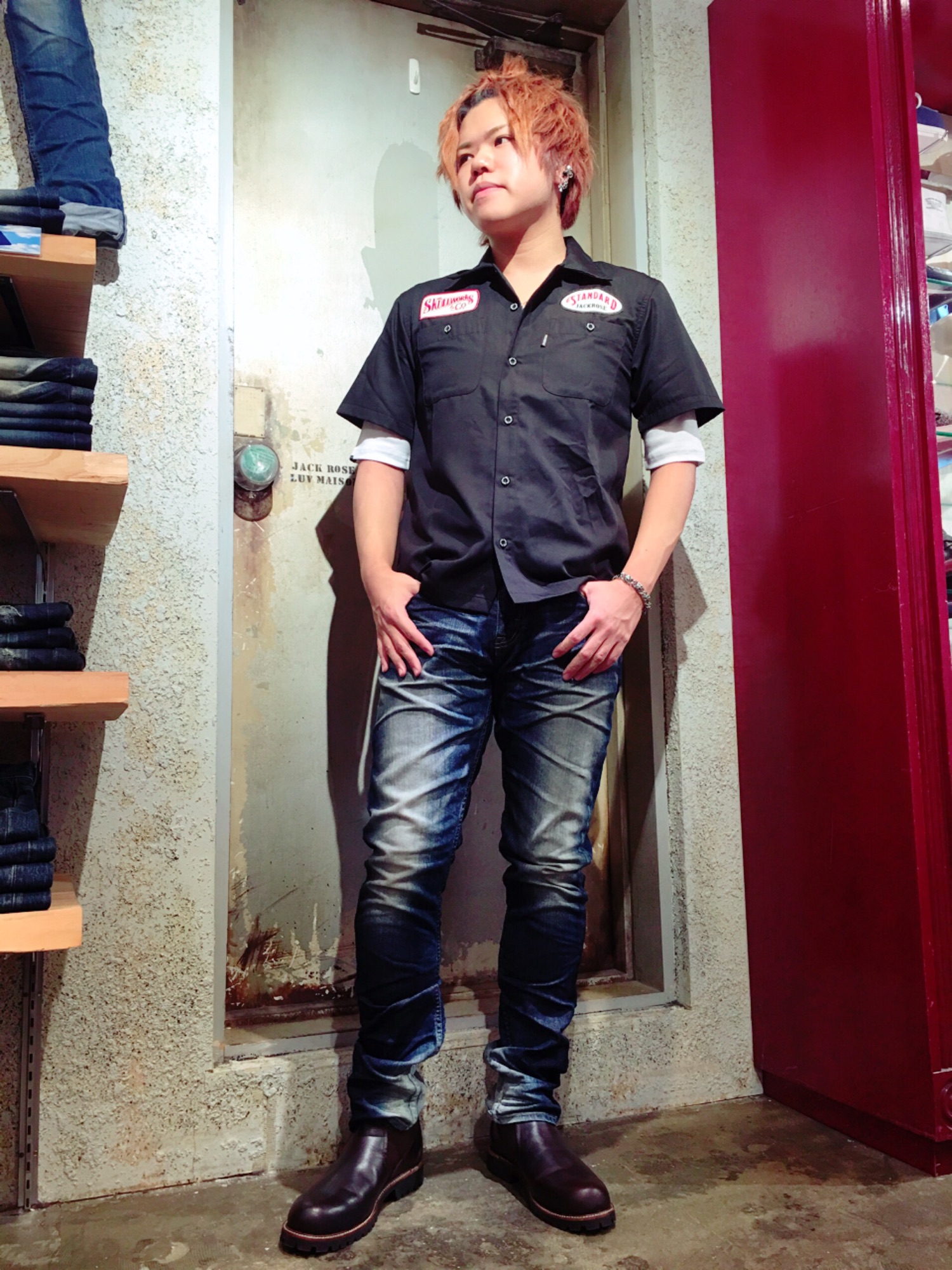 Roen スカルデザイン カットソー ブラック46 Roen ロエン メンズ Tシャツ 服 芸能人 半袖 ドクロ/スカル