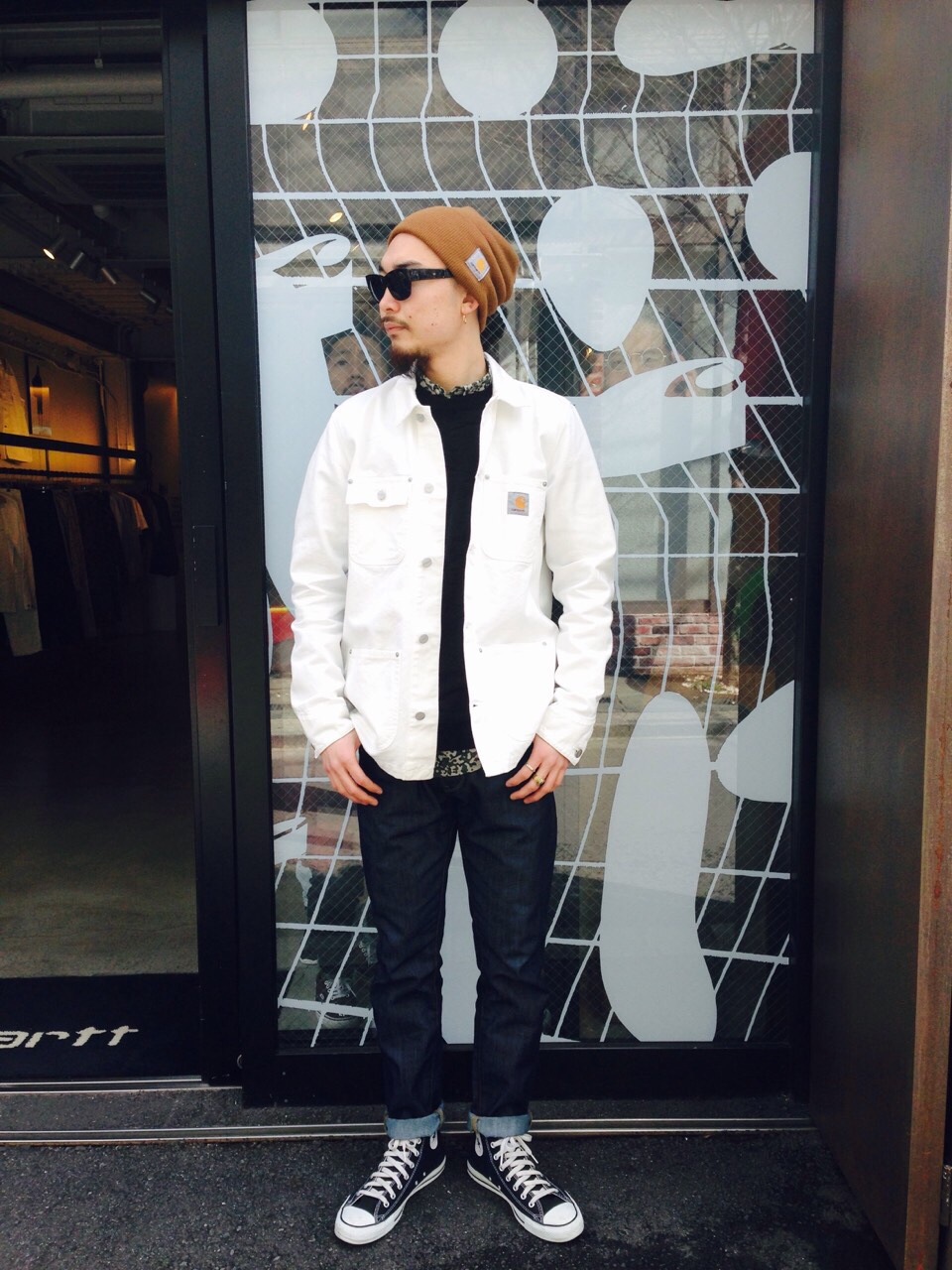 Carharttのカバーオール（ホワイト系）を使ったメンズ人気ファッション