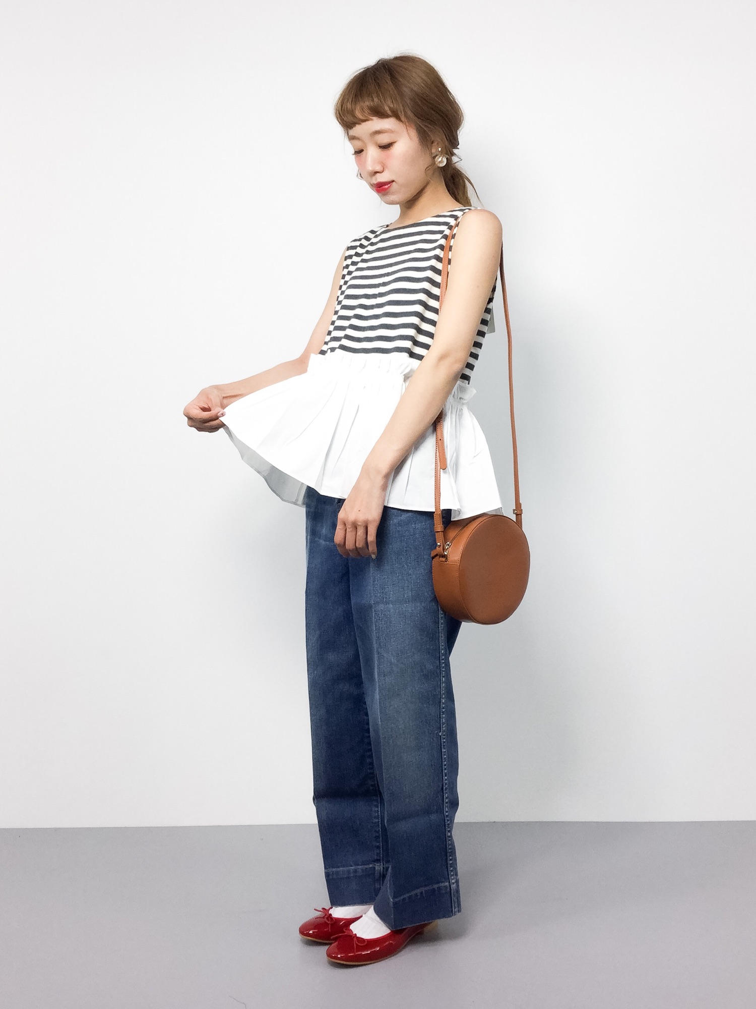 Narcissus（ナルシス）の「【ナルシスJAPAN】ボーダー裾フリルトップス